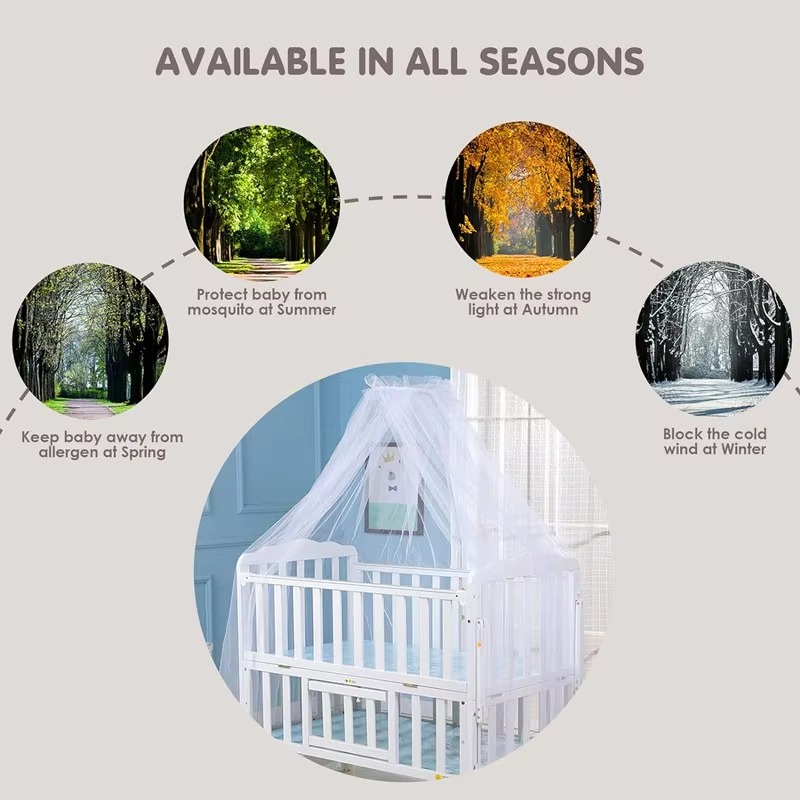 Summer Mosquito Net Baby Newborn Canopy Bed Net Stand Infant Cot Dome Mosquito Net Hang Bed Curtain Support Foldable Crib Tent