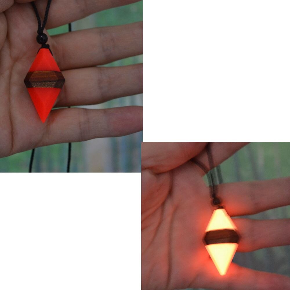 Mode Ketting, Hout Hars Combinatie, "Lichtgevende Sieraden In Het Donker Na Lichtabsorptie", Voor Mannen En Vrouwen