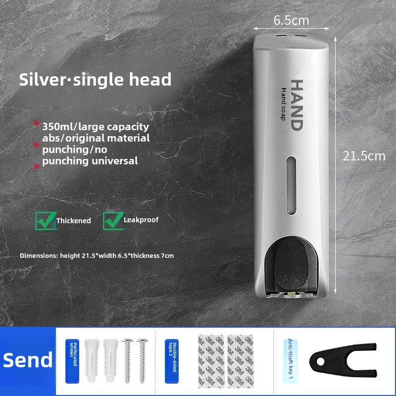 Wall-Mounted Bathroom Soap Dispenser Bottle Press No Punching Hotel Guest House Shampoo Bath Gel Box Home Decor Hardware: Azul marinho