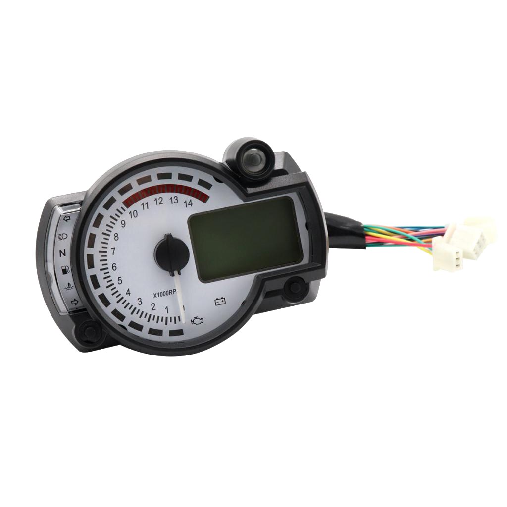 14000 RPM Universal Motorcycle Digital LCD km/h MPH Speedometer Odometer Tachometer Gauge -7 Colors Backlight