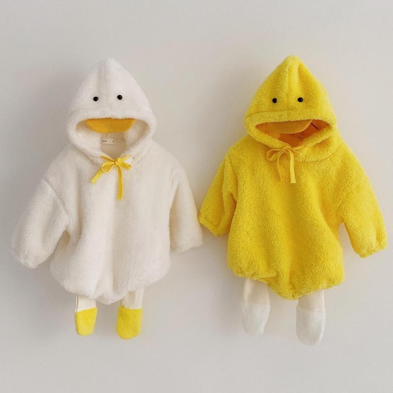 Bébé dessin animé vêtements bébé hiver polaire en peluche body garçons et filles combinaison bébé une-pièce petites filles vêtements
