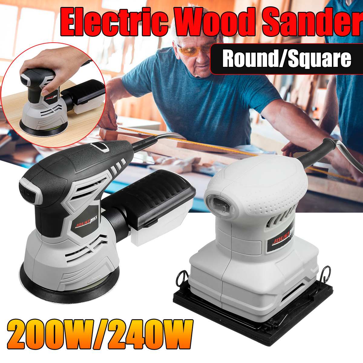 13500RPM Electric Wood Sander 250W High Power Woodworking Tool Furniture Metal Polishing Sander DIY Power-Tools Grinding Machine