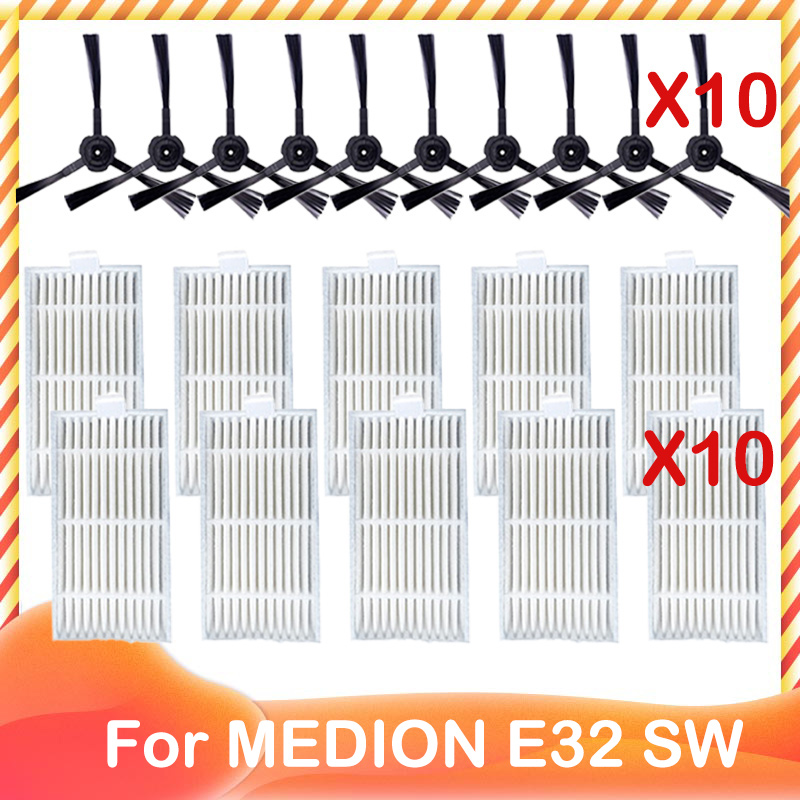 Replacement For MEDION ‎E32 SW Robot Vacuum Cleaner Accessories Spare Side Brush HEPA Filter Mop Cloth Wipe Rag: Dark Khaki