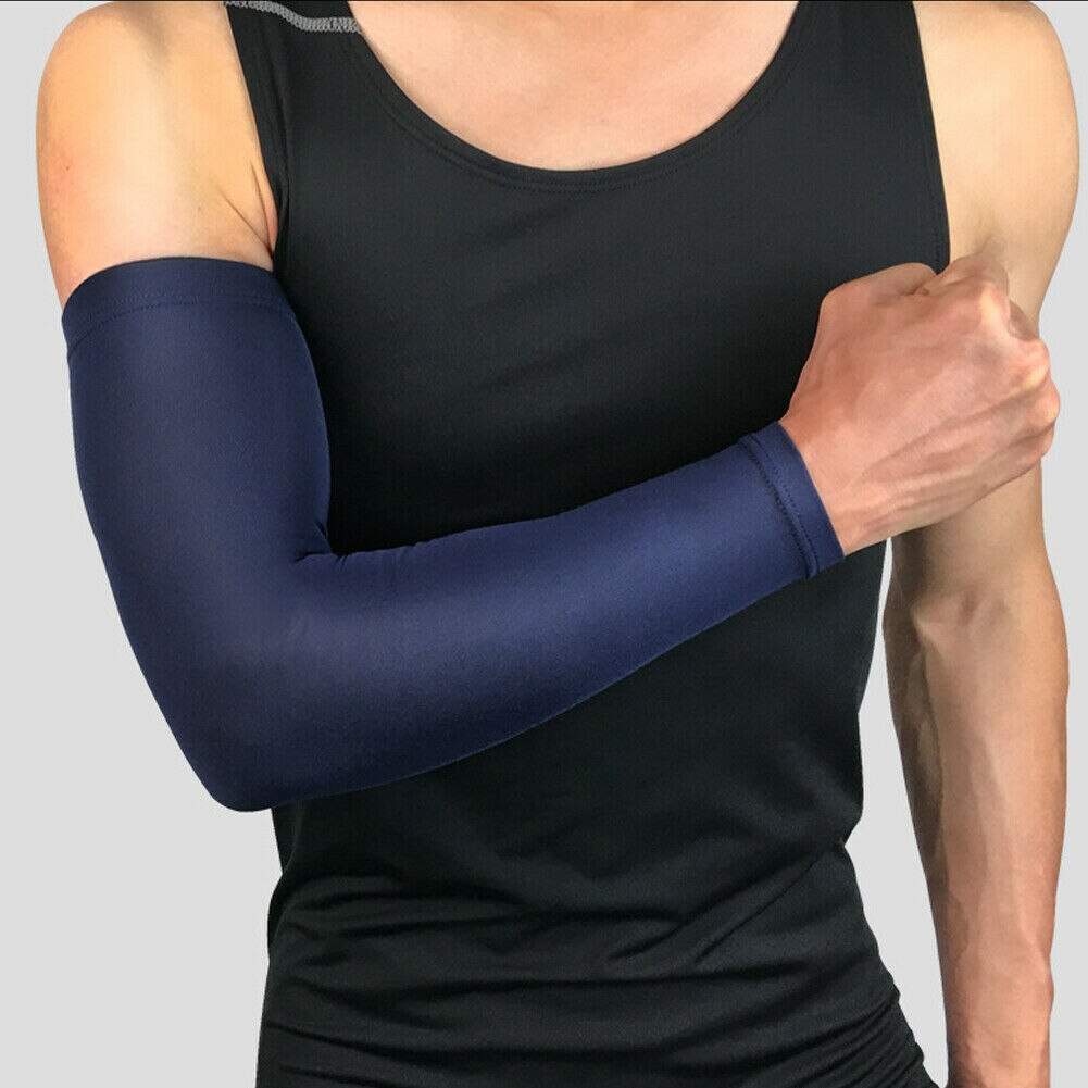 Arm Sleeve Basketball Fitness Flexible Elbow Support Compression Elasticated Arm Protector: Blue / XL