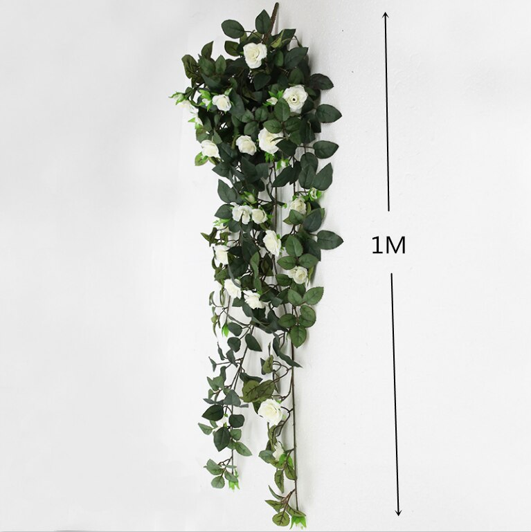 Enredadera de flores artificiales, tira de plantas artificiales, decoración de pared de flores, árbol, enredadera de plástico para el hogar, boda y vacaciones: H