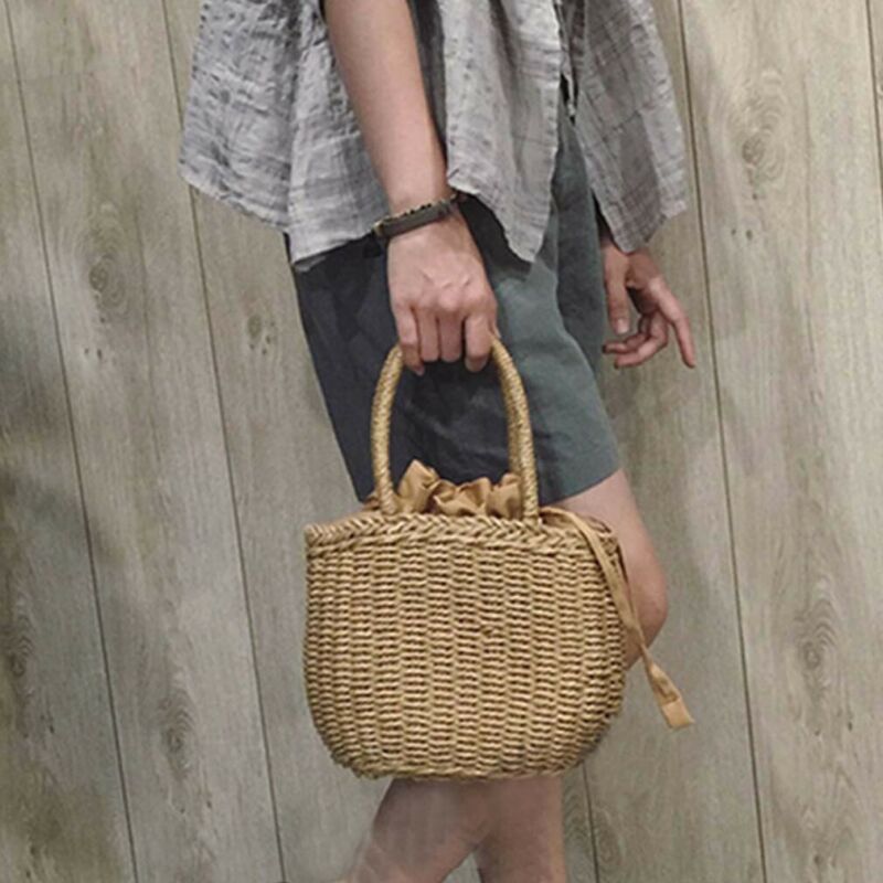 neue Stil Frauen Stroh Woven Tasche Handtasche Schulter Tasche Rattan Kupplung Korb Vintage Sommer Strand Tasche Tote