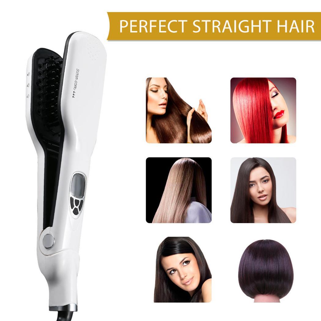 2022 Steam Hair Straightener Brush Titanium Ceramic Flat Iron Electric Hair Comb Fast Hair Straightening Iron