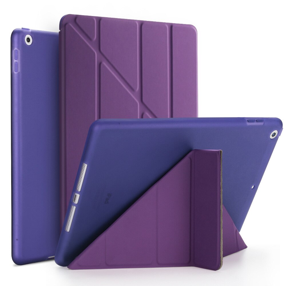 Etui na Tablet do ipada Air 2 9.7 "PU Leather Smart Sleep wake funda Trifold stojak solidna inteligentna obudowa do ipada Air 2 A1566 A1567: Purple