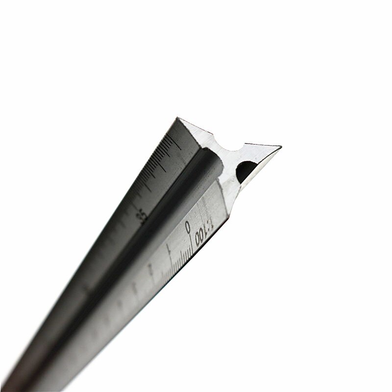 1 Pc 30cm Aviation Triangular Scale Aluminum Alloy Material 1: 20/1: 25/1: 50/1: 75/1: 100/1: 125 Multi-Function Measuring Ruler