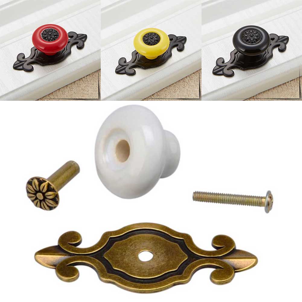 antiguo porcelana Tiradores para muebles, pomos de puerta de muebles antiguo blanco de cerámica de oro asas para mobiliario metálico Tiradores para muebles, pomos 1pc
