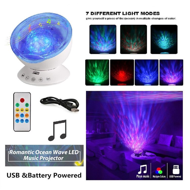 Meerdere Stars Sterrenhemel/Oceaan/Universe/Muziekspeler Romantische Led Nachtlampje Projector Kinderen Gaven Kinderen Slaapkamer night Lamp: Music Star White