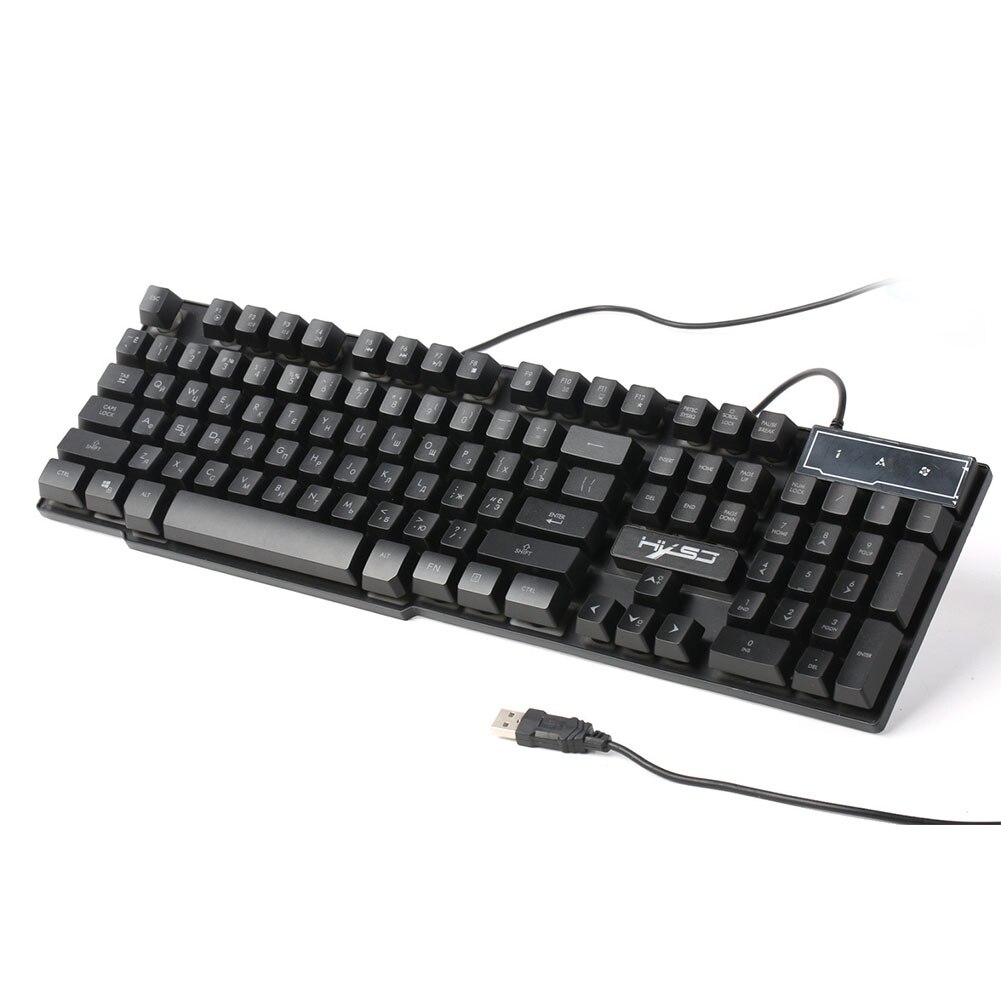 Waterproof English Russian USB Port Gaming Keyboard ABS With Backlit Non Slip 104 Keys Home Mechanical Feeling Plug And Play: Keyboard