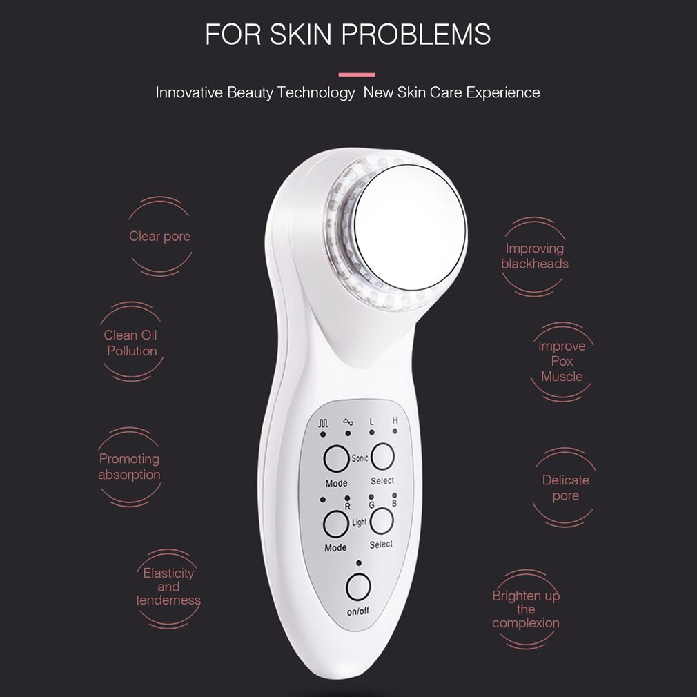 Led Photon Ultrasone Skin Cleaner Rimpel Remover Ultrasound Facial Schoonheid Massager Elektronische Huid Instrument