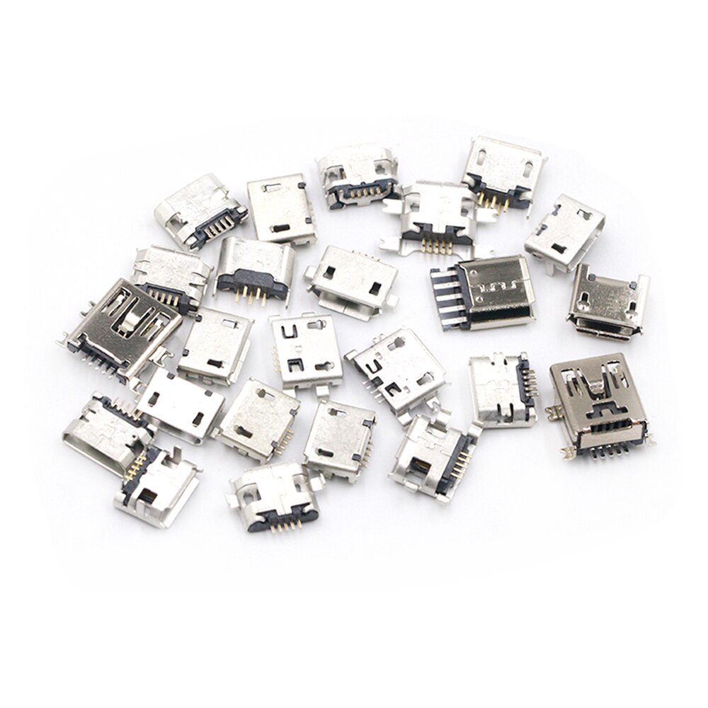 Micro usb-kontakt stiftuppsättning multispecifikation micro usb-kontaktstift laddning kvinnlig smt-uttagssats