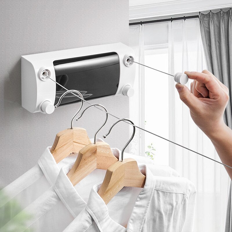 Retractable Clothes Line Double Layer Clothes Hanger Rope Stainless Steel Wall Hanger Cloth Drying Rack Towel Rack Clothesline