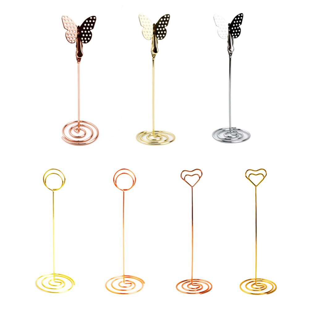 10 Pcs Goldene Schmetterling Herz Form Schreibtisch Notizen Ordner Herz Form Clips Hochzeit Gefälligkeiten Platz-kartenhalter Tisch Foto Clips