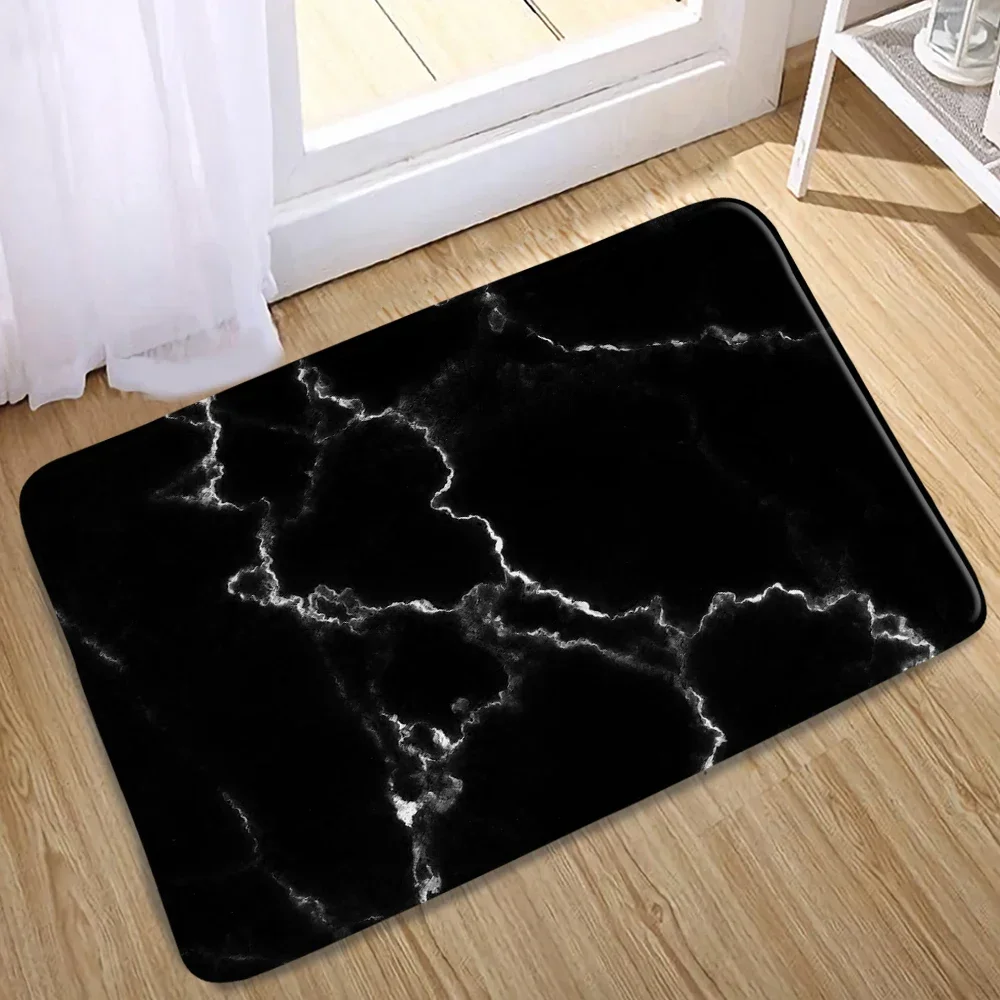 Abstract Black White Marble Bath Mat Set Geometric Texture Modern Carpet Home Bathroom Decor Non-slip Rugs Toilet Cover: VIOLET/紫罗兰