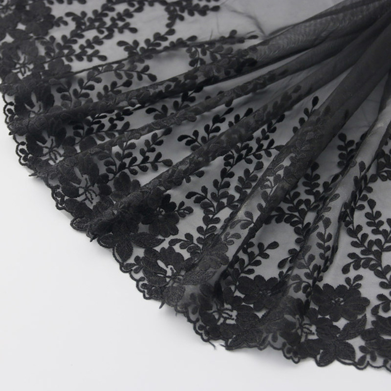 (1 Yard/lot) 30cm White Mesh Water-Soluble lace Fabric Mesh Woven Belt Clothing Accessories High Wedding Headdress DIY: black