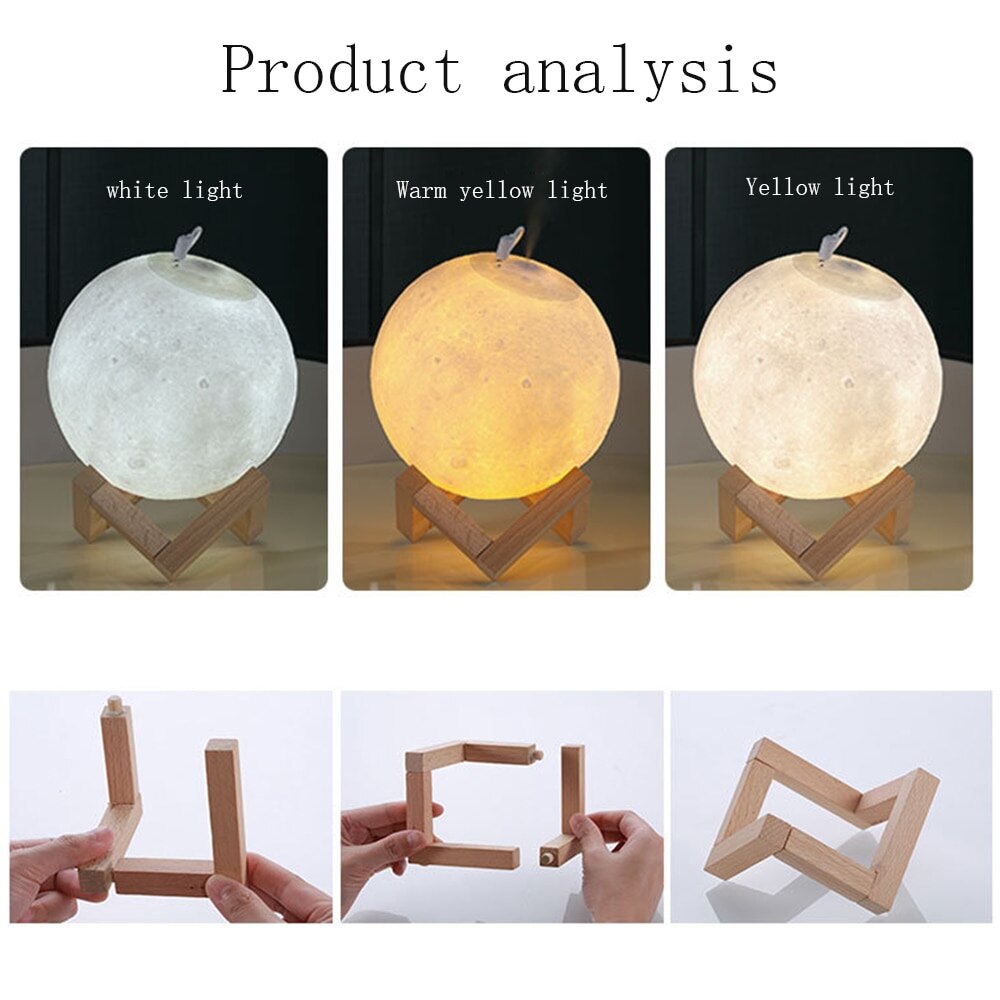 USB Moon Aroma Humidifier Essential Oil Diffuser Air Purifier Ultrasonic Mist Humidifier For Home&Office Aromatherapy