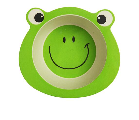 Cartoon Bamboe Servies Dier Babyvoeding Voedsel Kom Zuigeling Kids Plaat Milieuvriendelijke Leuke Kinderen Baby Eten Voedsel Kom Plaat: frog
