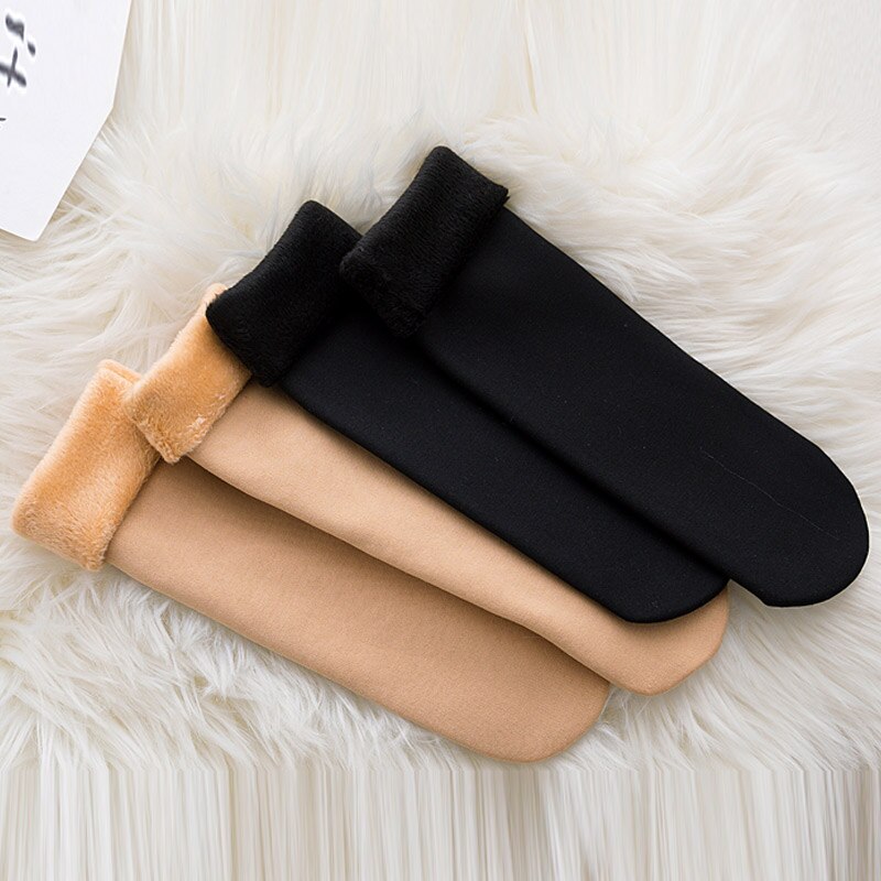 Termiske fleece sokker vinter fleece forede varme sokker fuzzy bløde kvinder tyk sok  b99