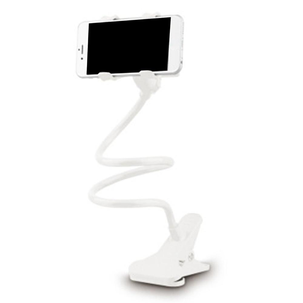 Universel doven mobiltelefonholder fleksibel armklips desktop mobiltelefonbeslag bordtelefonklipsholder: Hvid