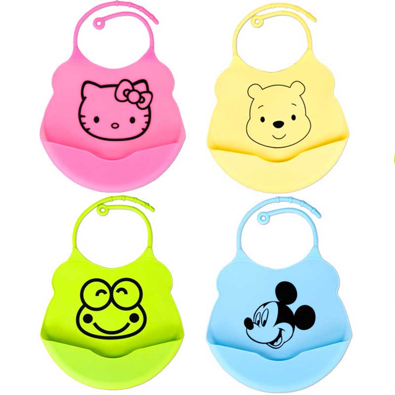 1pcs Cartoon Baby Bibs Waterproof Silicone Feeding aliva Towel Newborn Cartoon Waterproof Aprons Baby Bibs