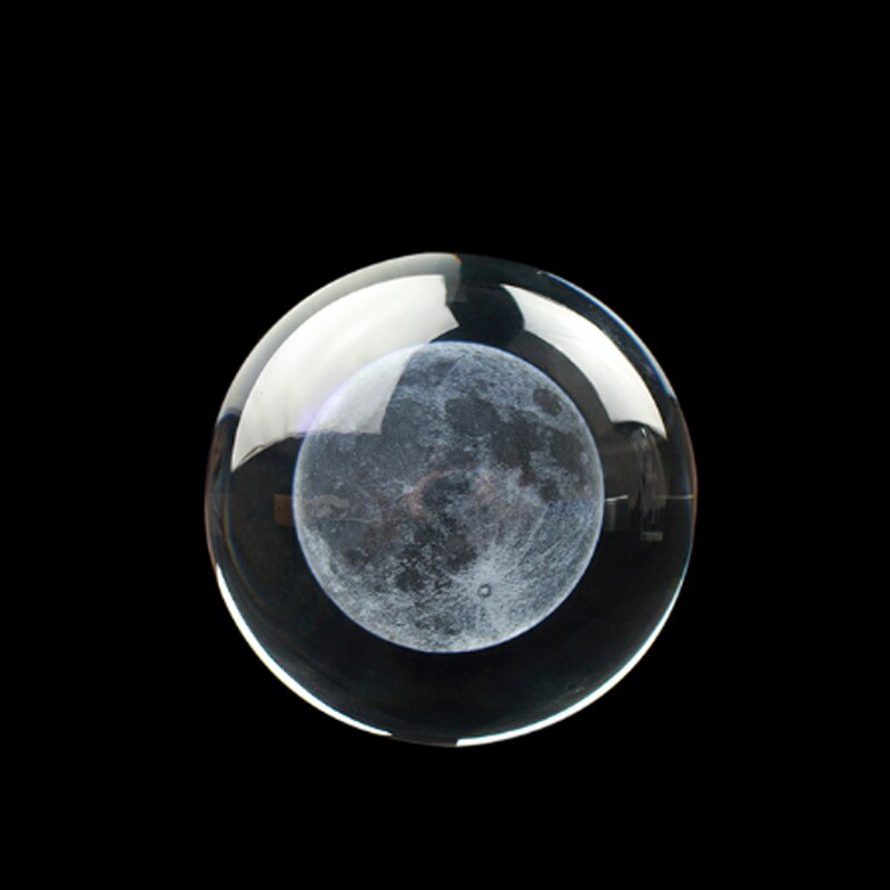 3D Moon Model Crystal Ball Astronomy Sphere Decorative Ball Planets Glass Ball Sphere Decorative Miniature Model Ball: 6cm / Moon