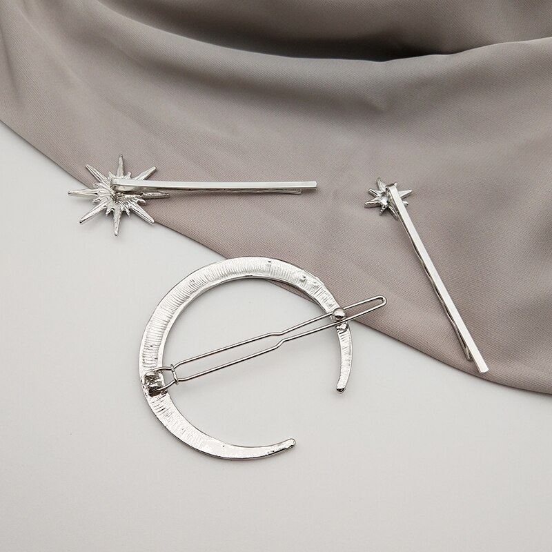 Pinzas de pelo para mujer, pasadores de Color plata antigua de estrella de diamantes de imitación, horquillas, accesorios de joyas para el pelo