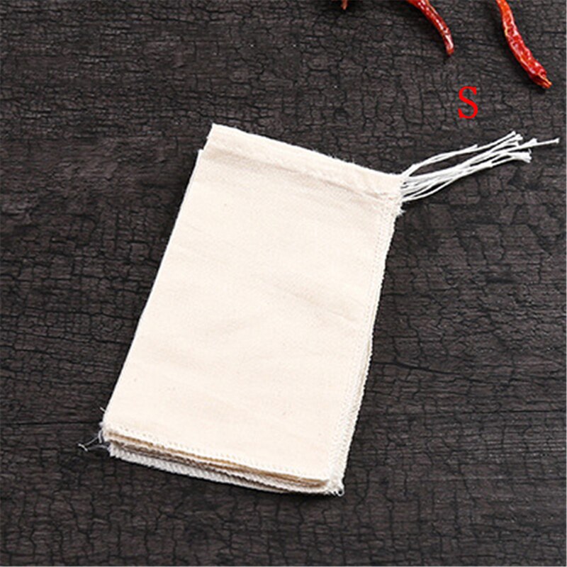 Bolsitas de té de muselina de algodón, bolsas reutilizables con cordón para jabón, té de hierbas, bolsas de filtro vacías para herramienta de cocina, 10 Uds.: S