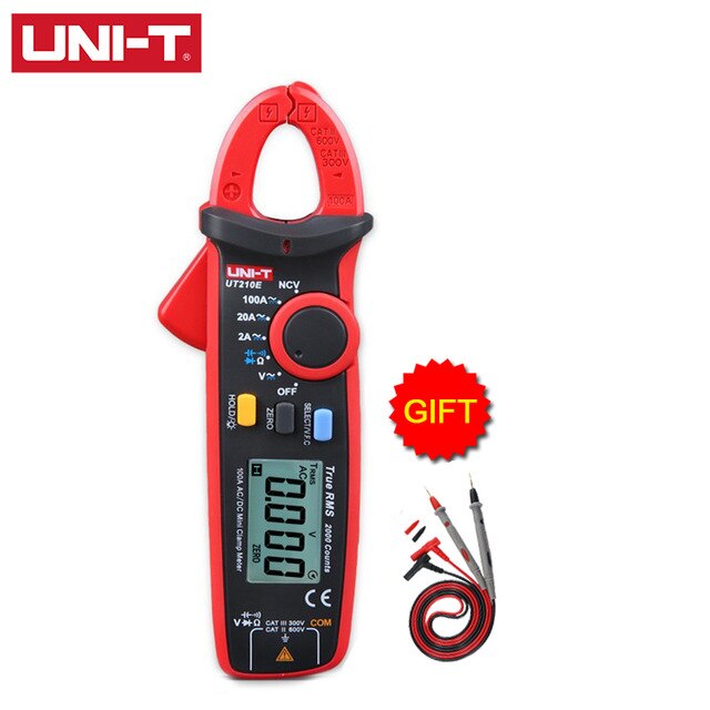 UNI-T UT210A UT210B UT210C UT210D UT210E True RMS Digital Clamp Meters AC/DC Capacitance Tester Non Contact Multimeter: UT210E with Probe