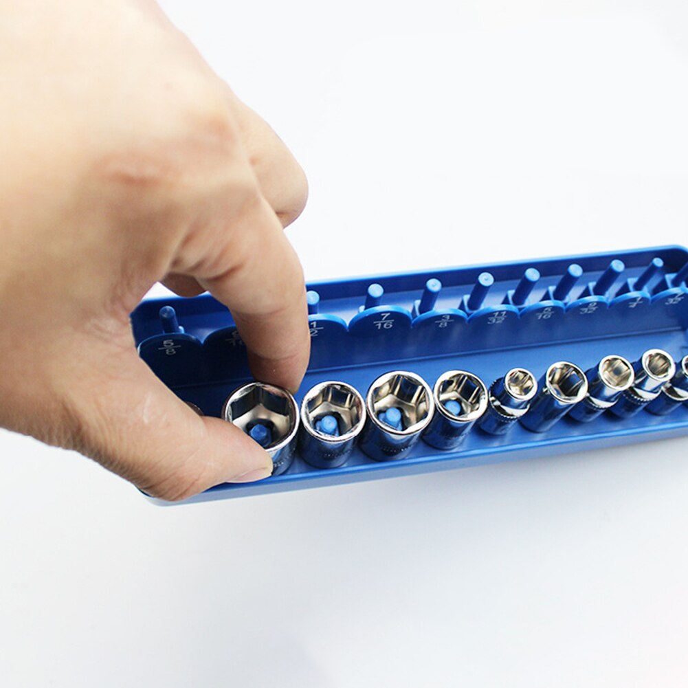 Socket Organizer Tray Rack Storage Holder Tools Set Home Repairing Shelf Stand Bracket Inch 1/4 1/2 3/8 For Garage Workshop