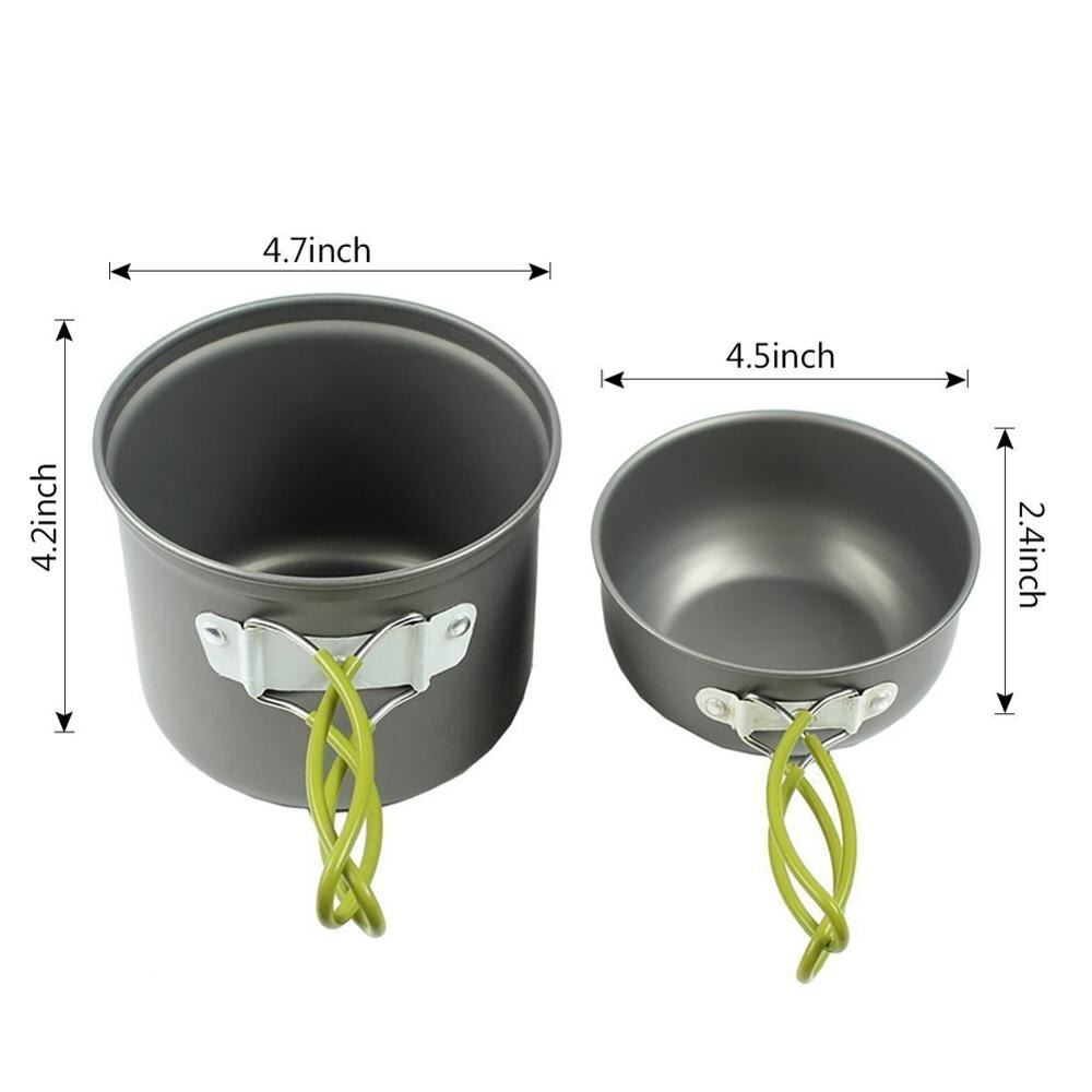 Draagbare Outdoor Picknick Wandelen Camping 1-2 Persoon Cookware Pot En Gasfornuis Combinate Fornuis