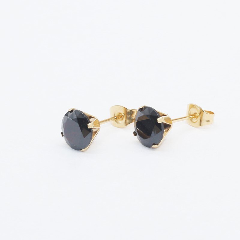 Size 3mm to 8mm 316L Stainless Steel Black Round Zircon Stud Earrings No Fade Allergy Free Brief Jewelry: Black Zinc Plated