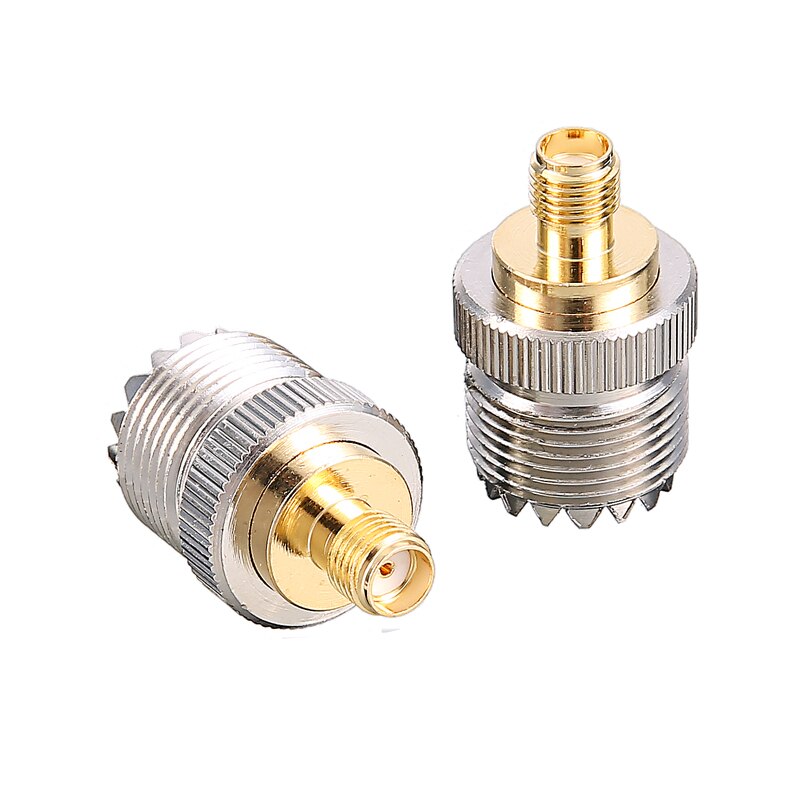 2 sztuk Adapter do anteny S021A SMA-F do UHF-F SO239 dla Baofeng UV-5R PX-777 PX-888 niklowane żeński do żeńskiego złącze antenowe