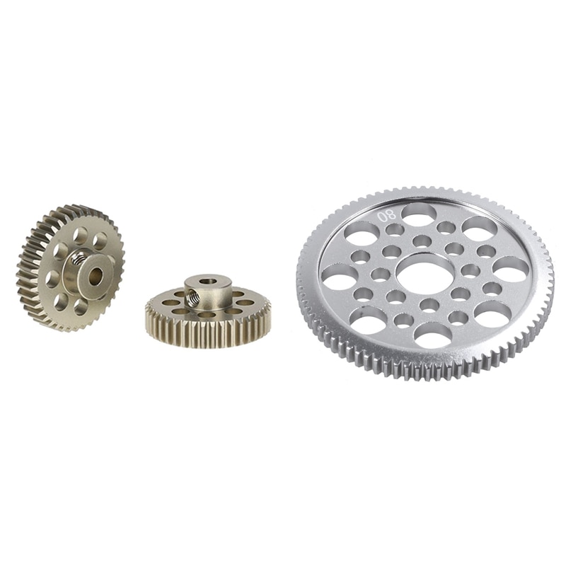 Motor de piñón para coche teledirigido, engranaje sin escobillas cepillado de 3.175Mm y 40T, 2 uds., aleación de aluminio 48P, engranaje recto 80T para Sakura D3
