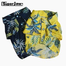 Hawaiisk blomsterskjorte til hunde tropisk hundehvalp skjorte fransk bulldog sommer t-shirt kæledyrstøj kæledyrstøj kostume glc 02