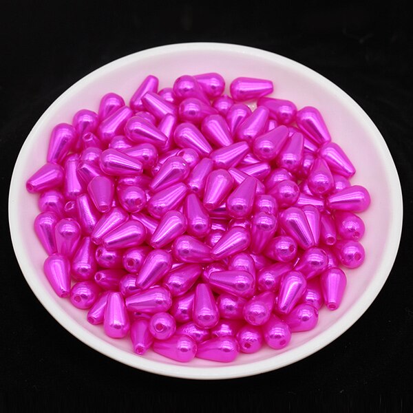 100p 6x10mm gouttelette ABS Imitation perle entretoise perles en vrac pour collier de perles bricolage boucle d'oreille fabrication de bijoux fournitures: rose