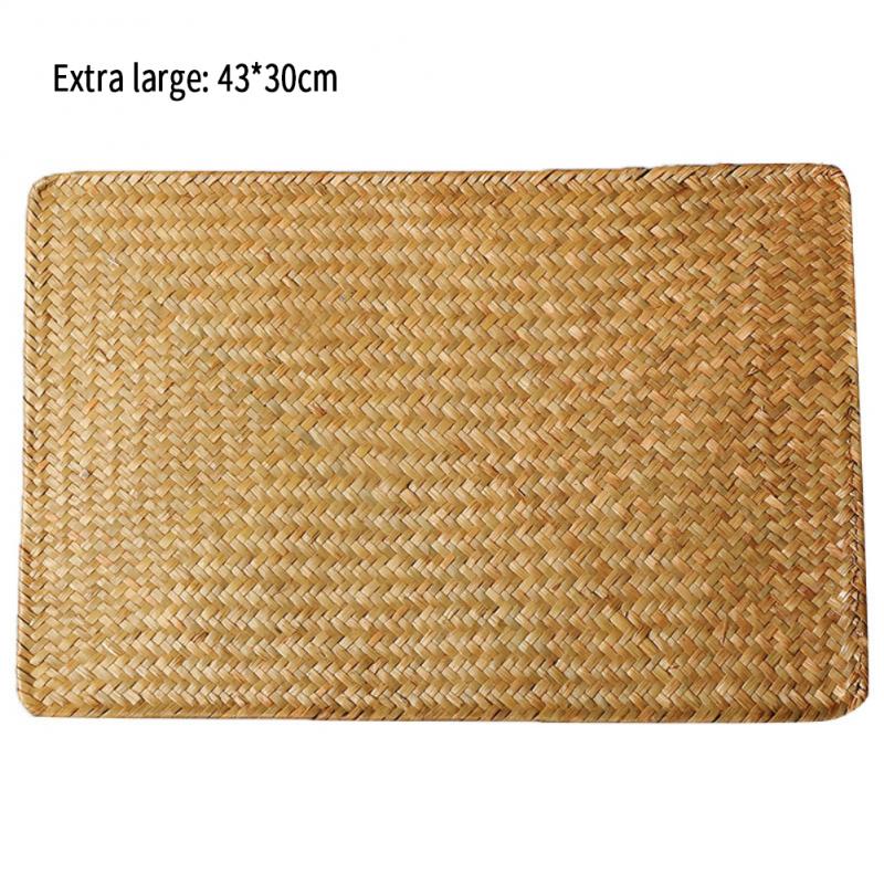 Rectangle Woven Table Mat table mats for dining table Natural straw Mat flyer for dining table Braided Placemats Cup Coaster: XL