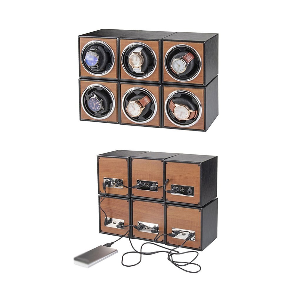Justerbar automatisk klokkevinderboksholder mekanisk klokke display arrangør eu/us/au/uk plug box meter turner 3 gir
