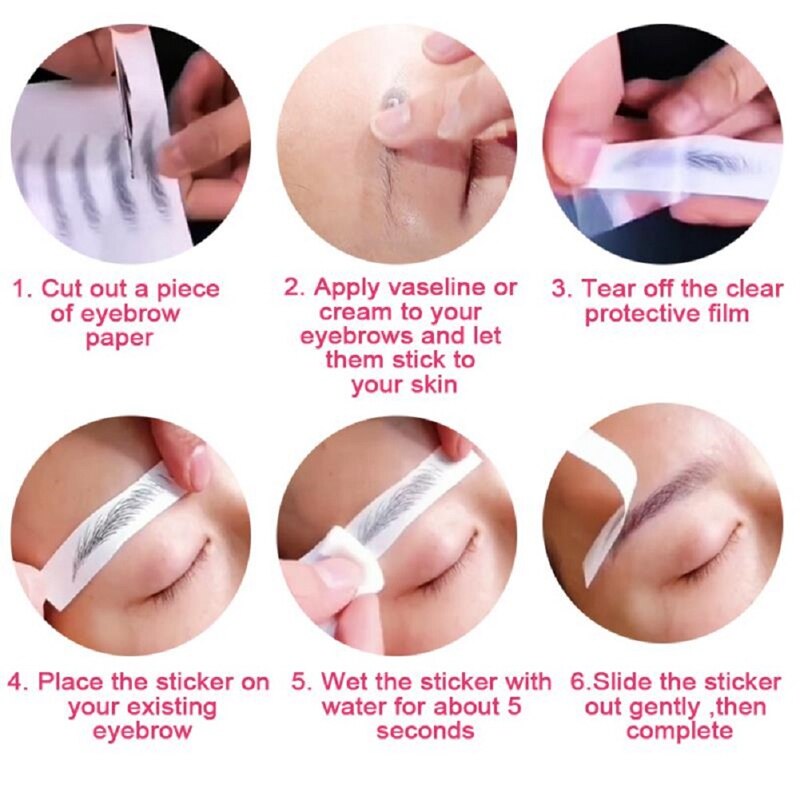 2 stücke 3D Haar-wie Augenbrauen Make-Up Wasserdicht Dauerhafte Augenbraue Aufkleber Wasser-basierend Stirn Aufkleber Falsche Augenbrauen Kosmetik neue Q20