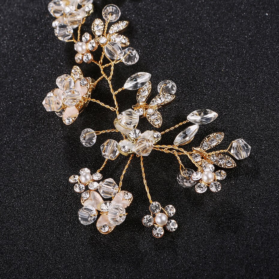 style luxury rhinestones hand-made bridal hair band enamel clover bridal headdress