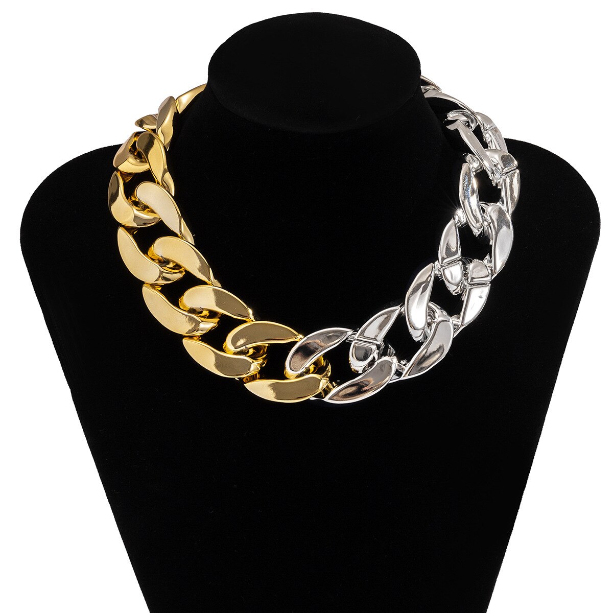 Collar Simple exagerado para mujer, cadena CCB gruesa distorsionada de Hip Hop de 4 colores, collares creativos, de joyería para chica Glamour a la: Rojo-marrón