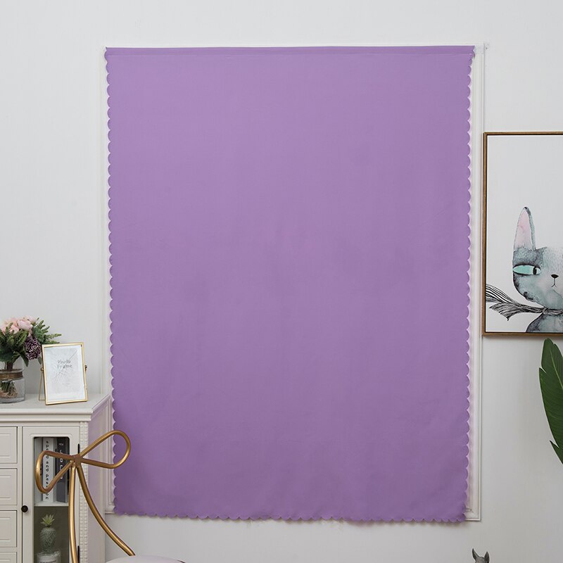 Klittenband Punch-Gratis Installatie Verduisteringsgordijn Stofdicht Effen Gordijnen Voor Keuken Slaapkamer Woonkamer Raam 6 kleuren: Purple
