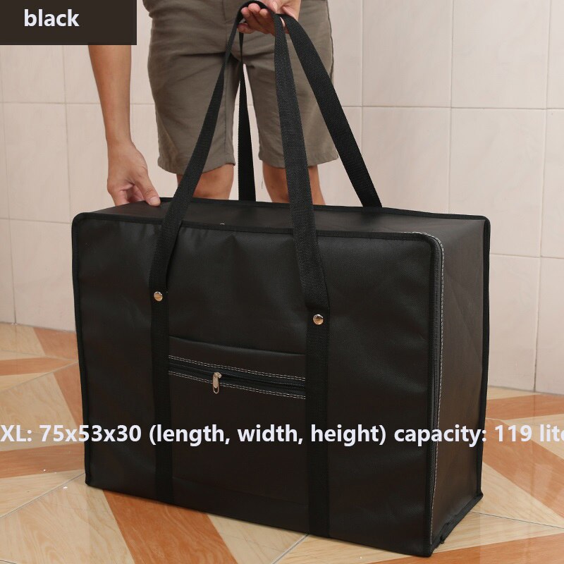 Extra Large Waterproof Thickening Moving Bag Oxford Woven Bag Large Capacity Luggage Bag Pack Aviation bag: black  XL