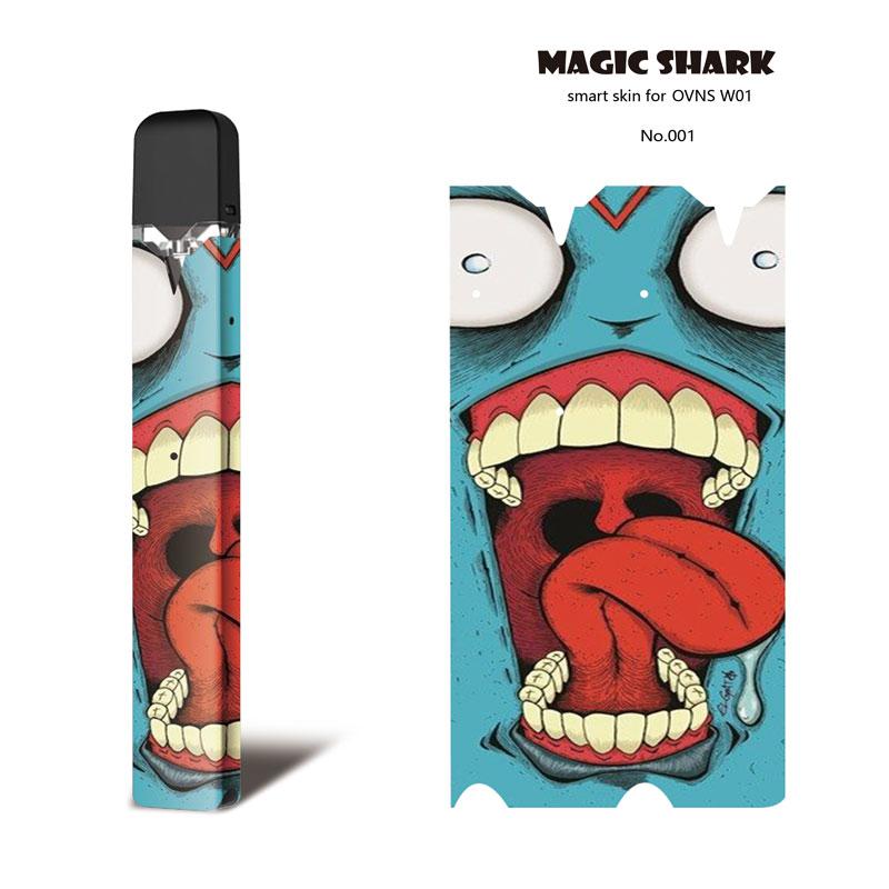 Magic Shark Monsters Cat Fish Dog Pirate Skull Stereo PVC Ultra Thin Film Cover Pod Case Sticker For OVNS W01: 001