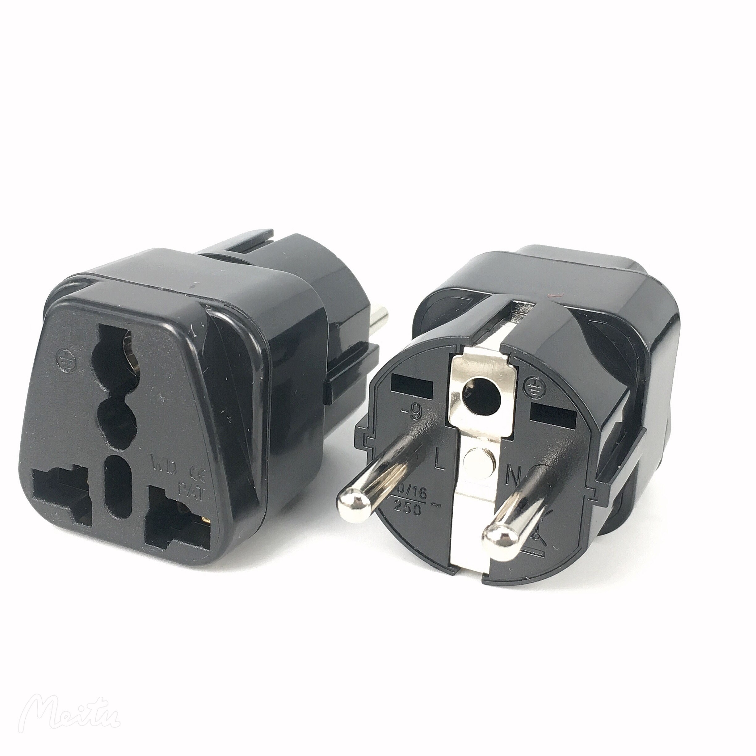 Black white 16A EU 4.8MM universal travel adapter plug socket converter for US AU UK EU German French Netherlands Korea Poland