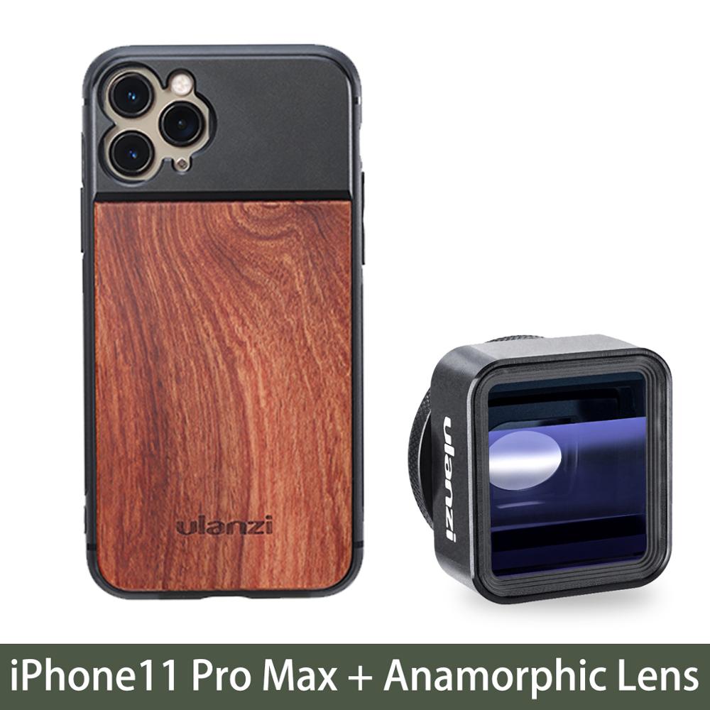Ulanzi funda de teléfono de madera para iPhone 11, iPhone 11 pro, iPhone 11 pro Max con lente anamórfica lente Macro: Pro max W Anamorphic