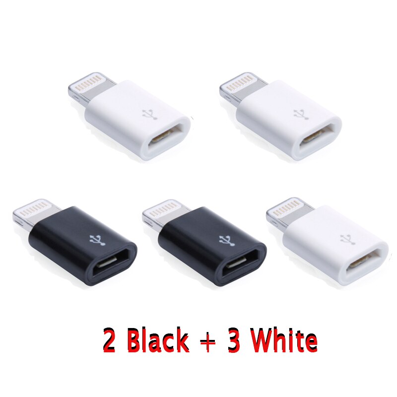 SR Micro USB Beleuchtung Adapter Weiblichen zu Männlichen Konverter Stecker Unterstützung IOS System Lade Sync Daten für Apple für iPhone: 3 White 2 Black