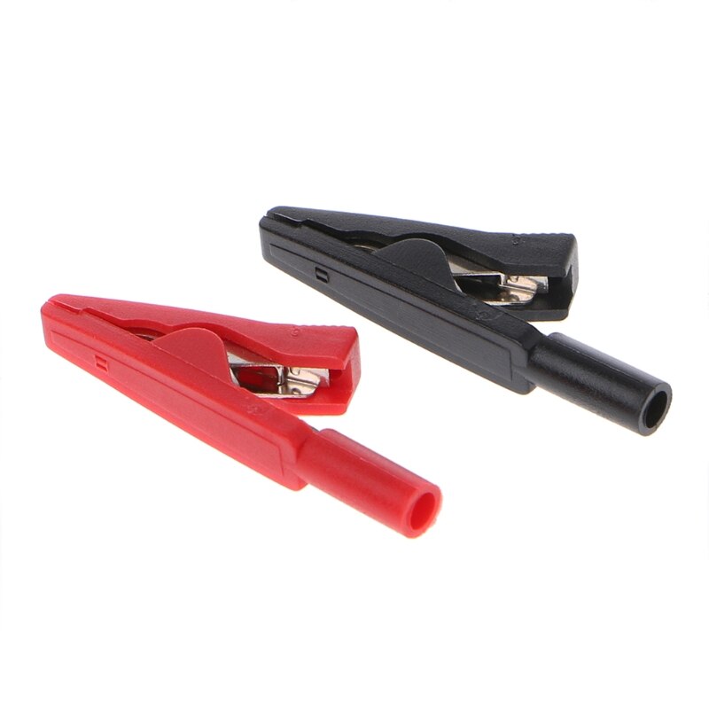 2Pcs Zwart + Rood Connector Geïsoleerde Alligator Clip Voor Instrumenten En Apparaten Testen Klem Jumper Lijn